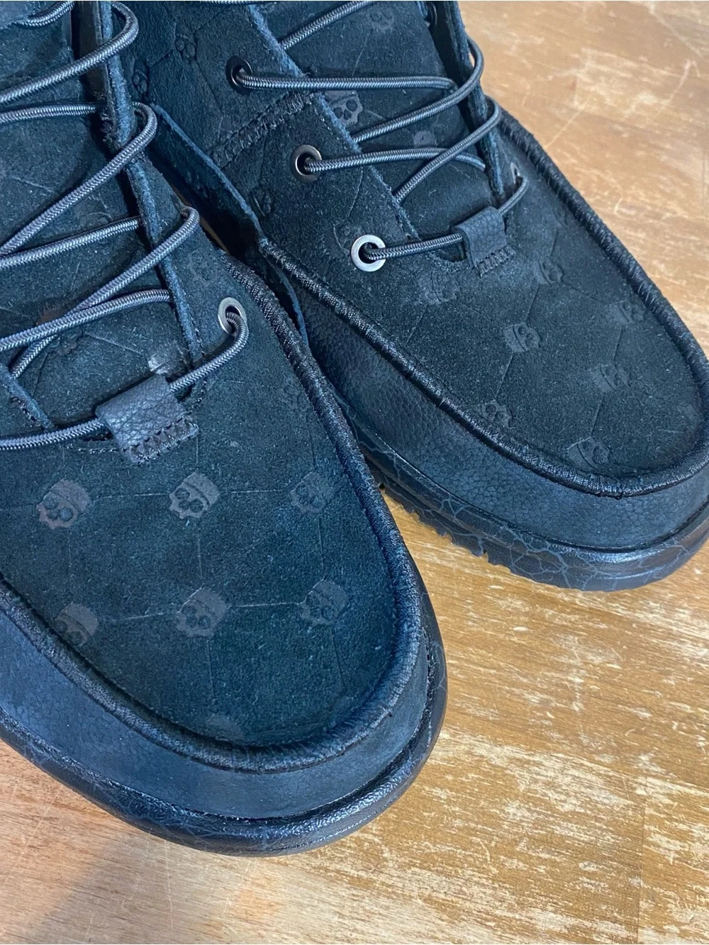 Hey Dude X Jelly Roll Suede Boots Bradley Black Skull Print - Size 12